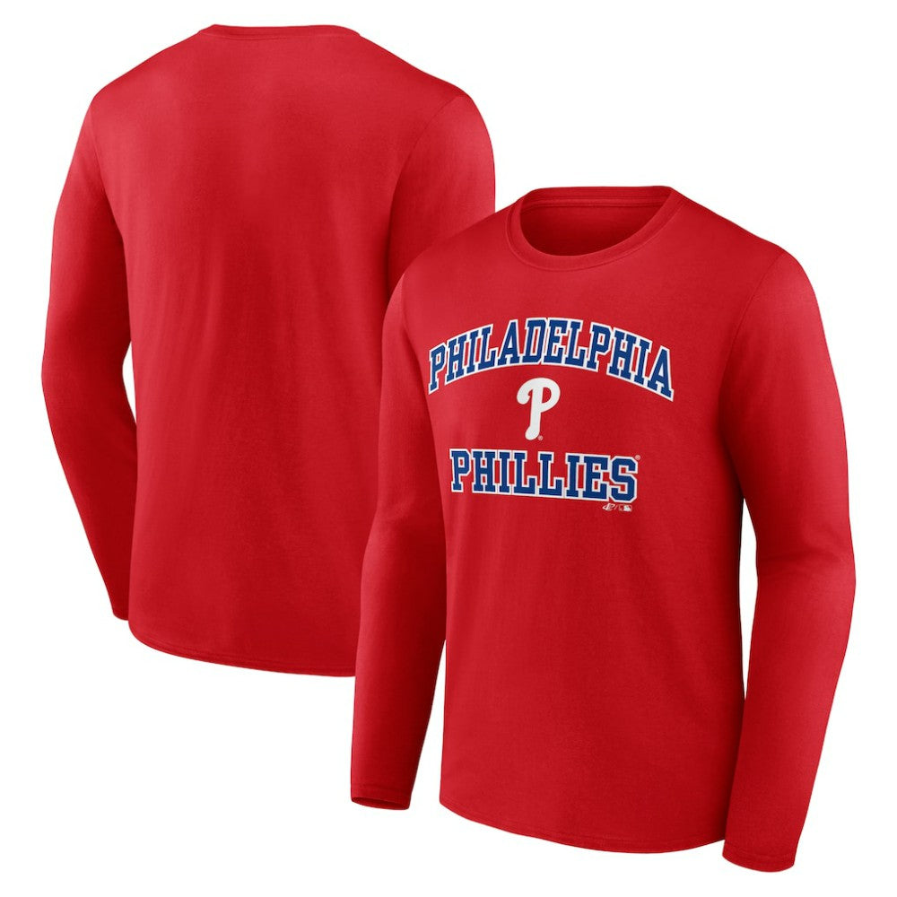 Philadelphia Phillies Logo Athletic Heart & Soul Long Sleeve T-Shirt - Red T-shirts