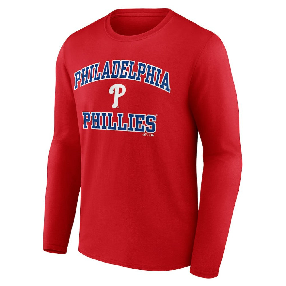 Philadelphia Phillies Logo Athletic Heart & Soul Long Sleeve T-Shirt - Red T-shirts