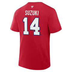 NHL Nick Suzuki Montreal Canadiens Fanatics Authentic Stack Name & Number T-Shirt - Red