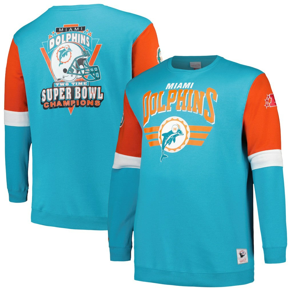 Miami Dolphins Big & Tall Fleece Pullover Sweatshirt Aqua