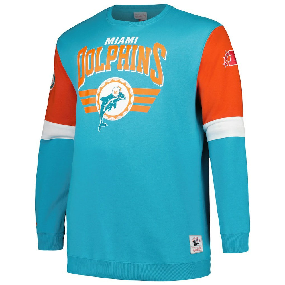 Miami Dolphins Big & Tall Fleece Pullover Sweatshirt Aqua