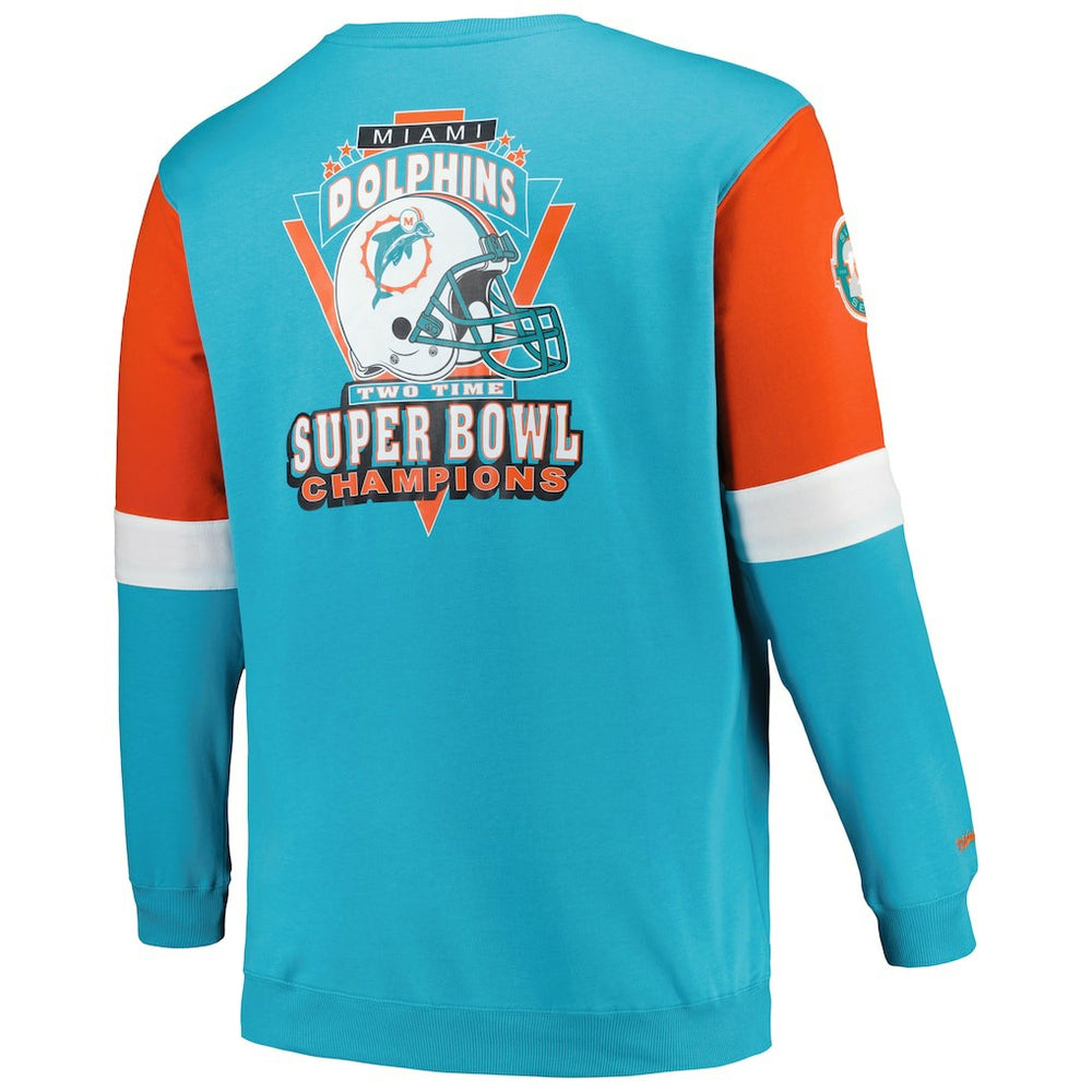 Miami Dolphins Big & Tall Fleece Pullover Sweatshirt Aqua