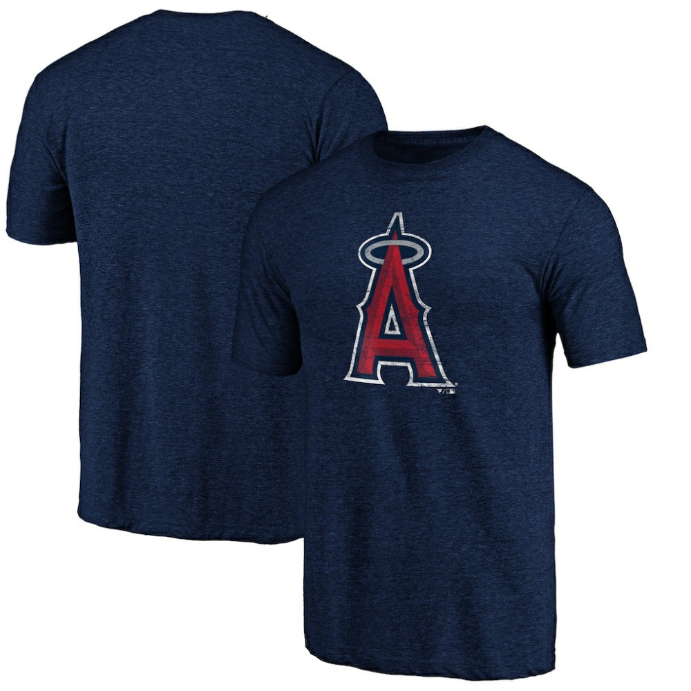 Los Angeles Angels Official Logo Tri-Blend T-Shirt - Heather Navy T-shirts