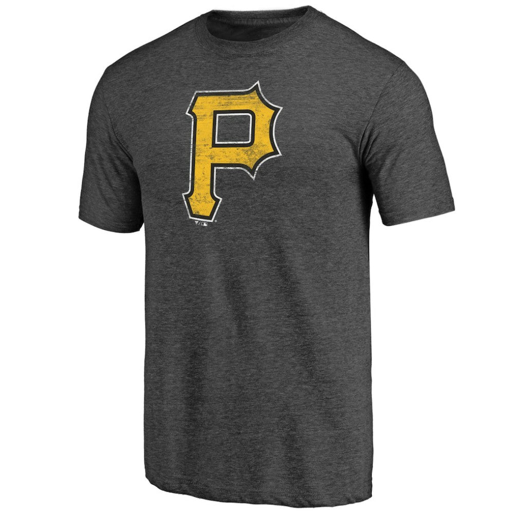 Pittsburgh Pirates Official Logo Tri-Blend T-Shirt - Heather Charcoal T-shirts