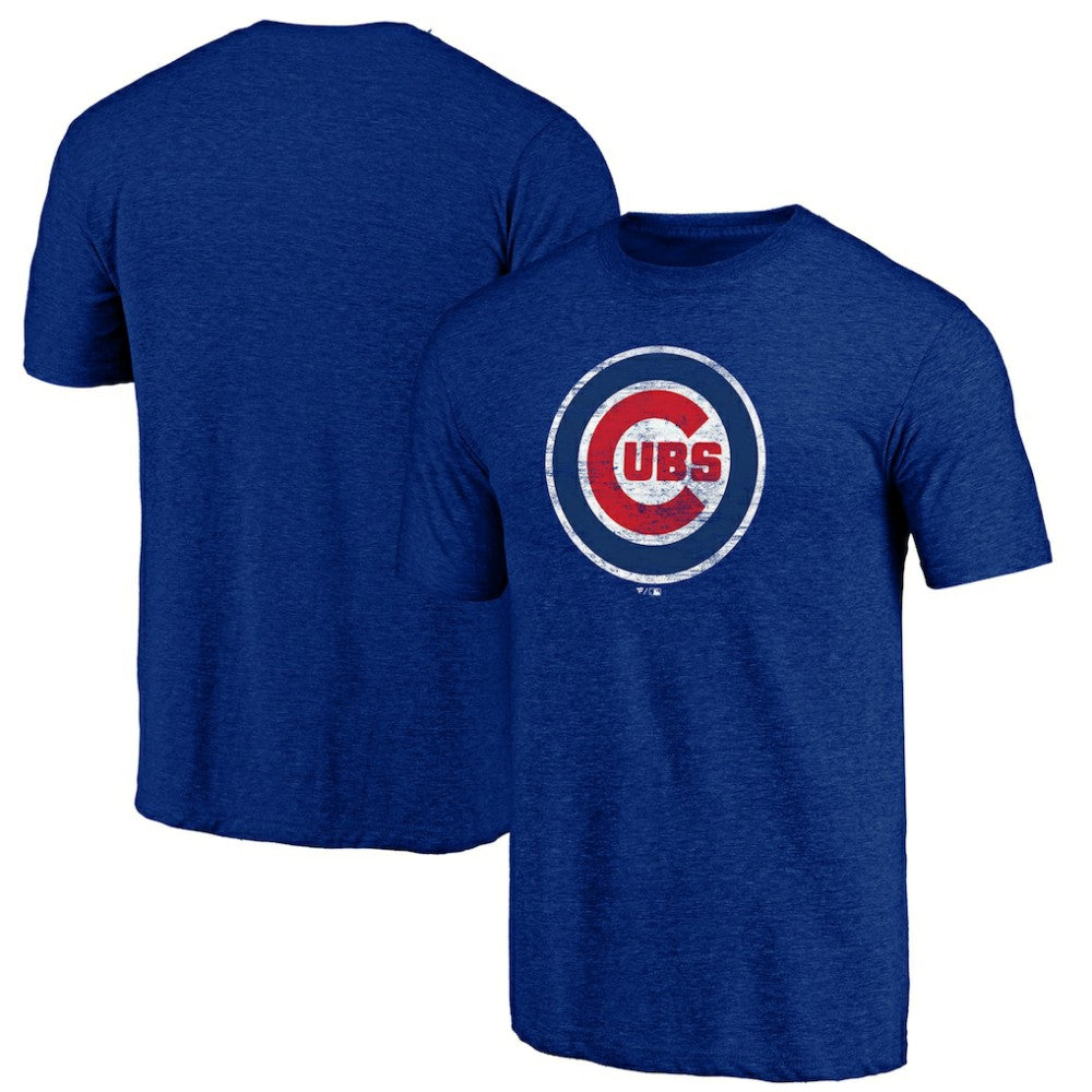 Chicago Cubs Official Logo Tri-Blend T-Shirt - Heather Royal T-shirts