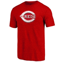 Cincinnati Reds Official Logo Tri-Blend T-Shirt - Heather Red T-shirts