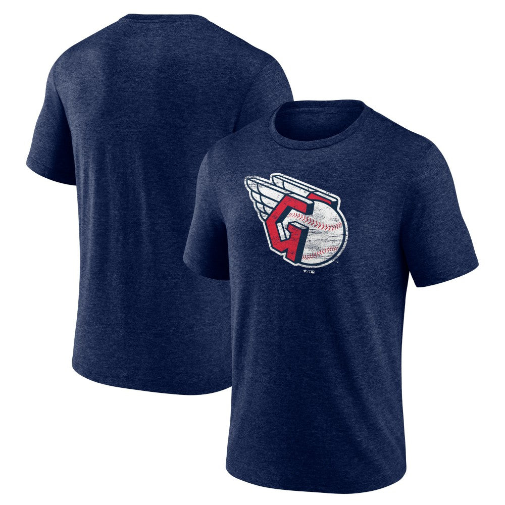 Cleveland Guardians Official Logo Tri-Blend T-Shirt - Heather Navy T-shirts