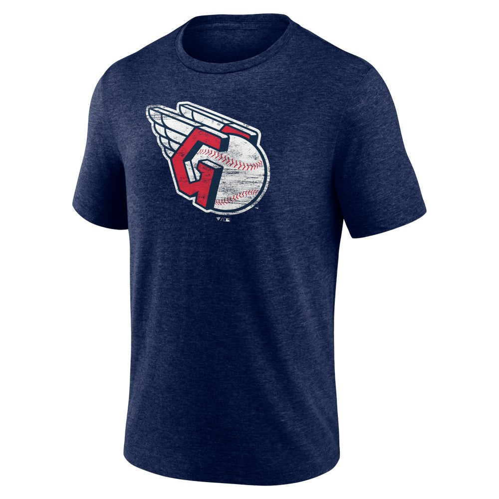 Cleveland Guardians Official Logo Tri-Blend T-Shirt - Heather Navy T-shirts