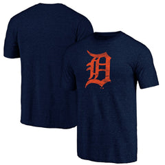 Detroit Tigers Official Logo Tri-Blend T-Shirt - Heather Navy T-shirts