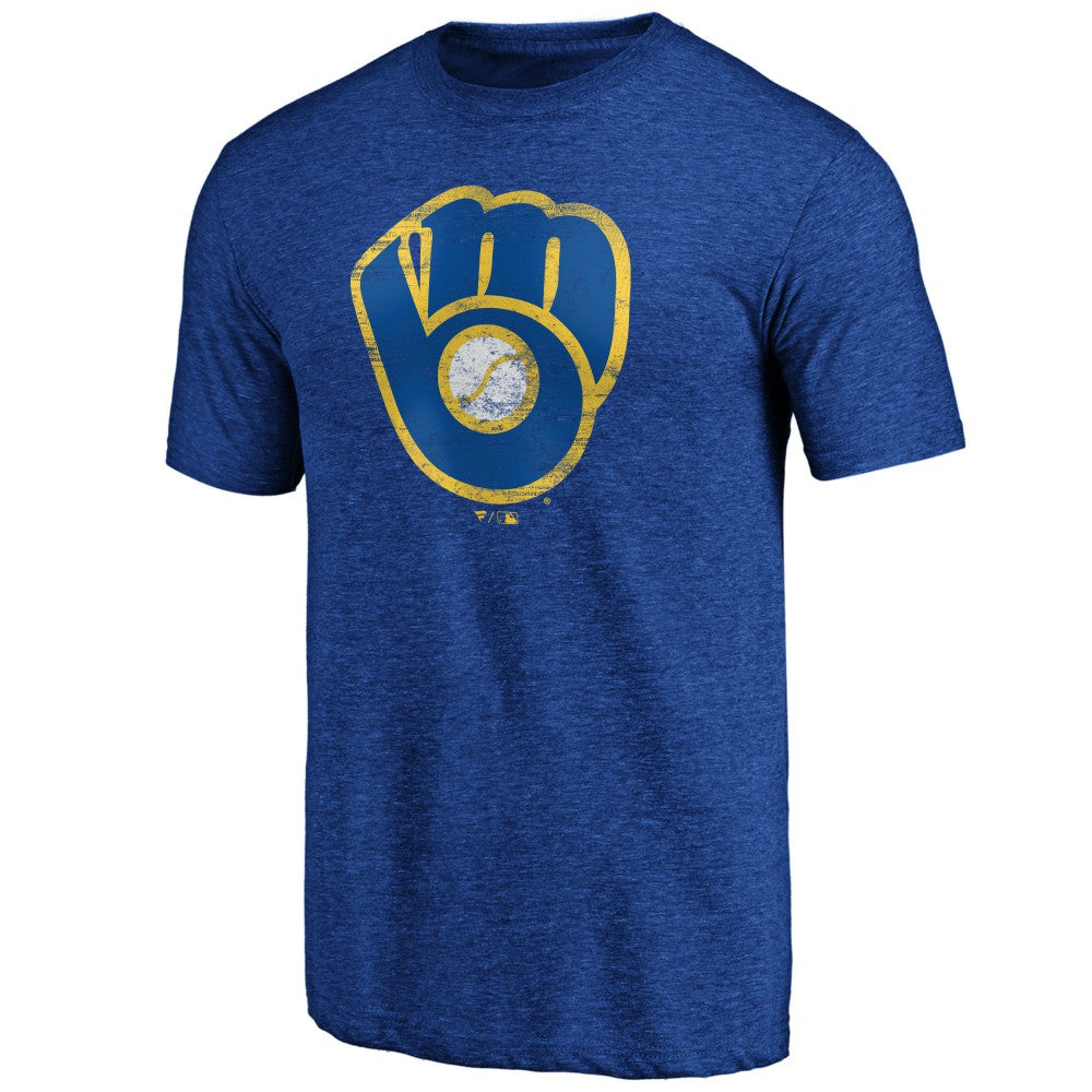 Milwaukee Brewers Official Logo Tri-Blend T-Shirt - Heather Royal T-shirts