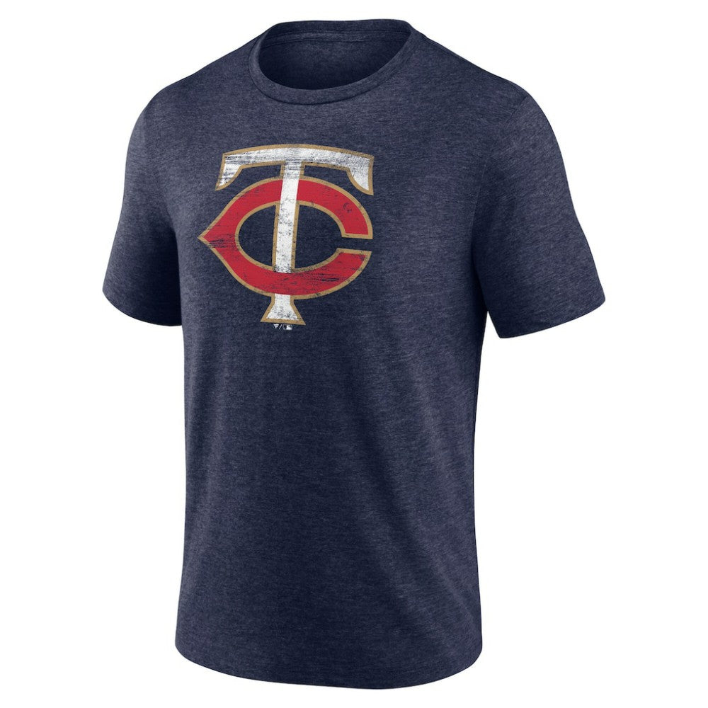 Minnesota Twins Official Logo Tri-Blend T-Shirt - Heather Navy T-shirts