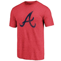 Atlanta Braves Official Logo Tri-Blend T-Shirt - Heather Red T-shirts