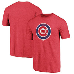 Chicago Cubs Official Logo Tri-Blend T-Shirt - Heather Red T-shirts
