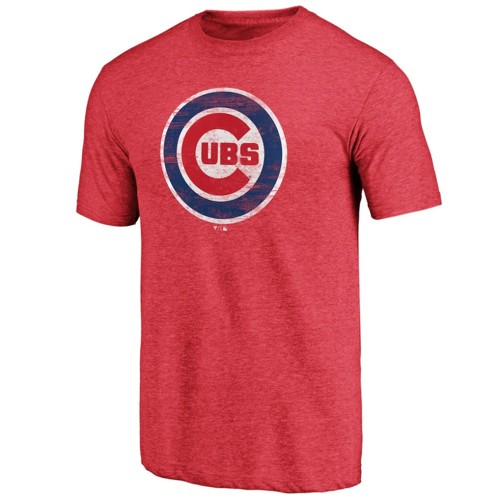 Chicago Cubs Official Logo Tri-Blend T-Shirt - Heather Red T-shirts