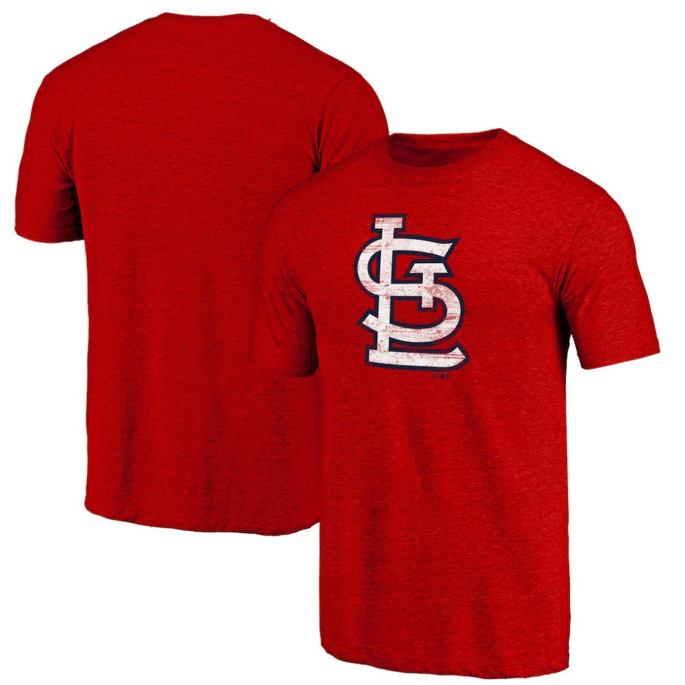 St. Louis Cardinals Official Logo Tri-Blend T-Shirt - Heather Red T-shirts