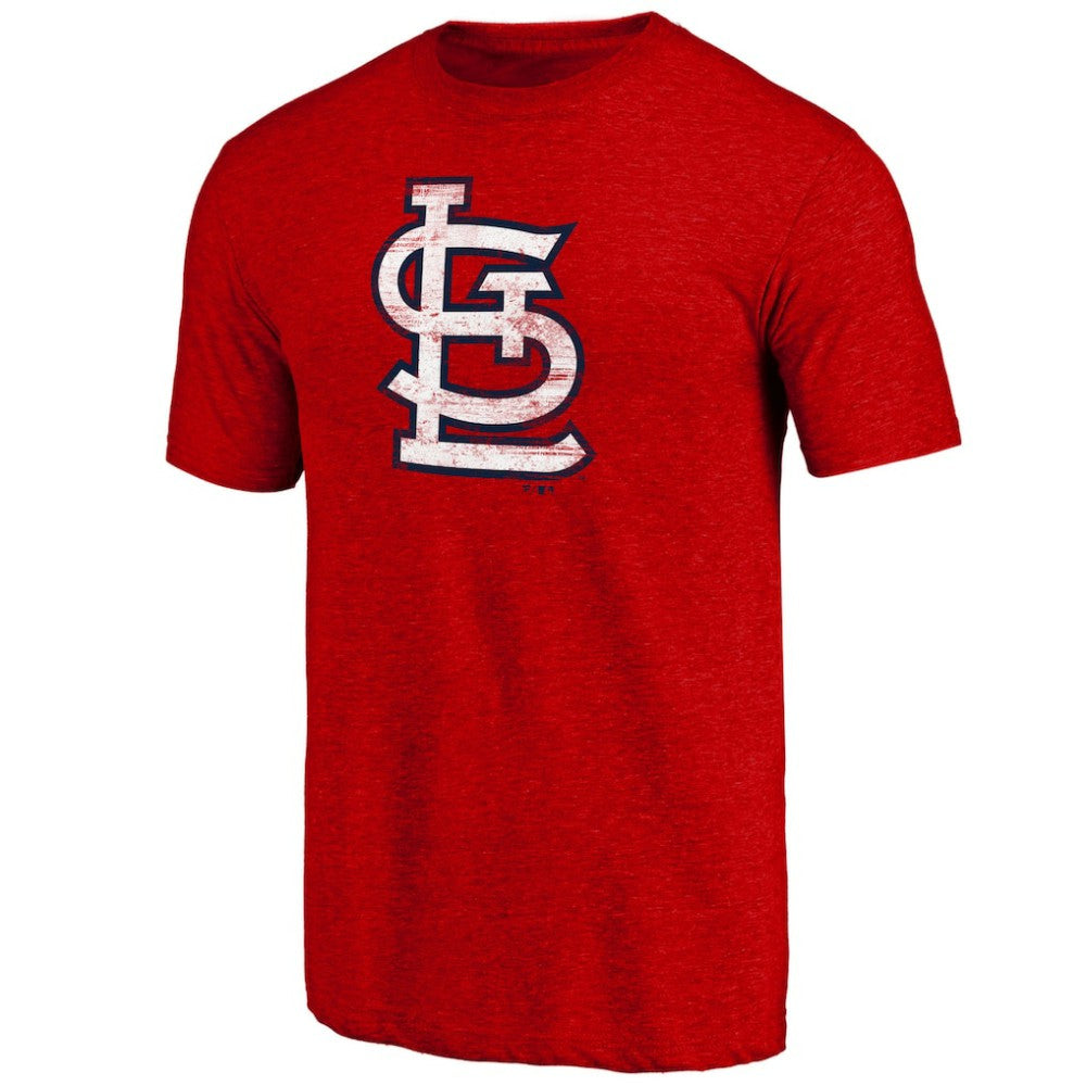 St. Louis Cardinals Official Logo Tri-Blend T-Shirt - Heather Red T-shirts
