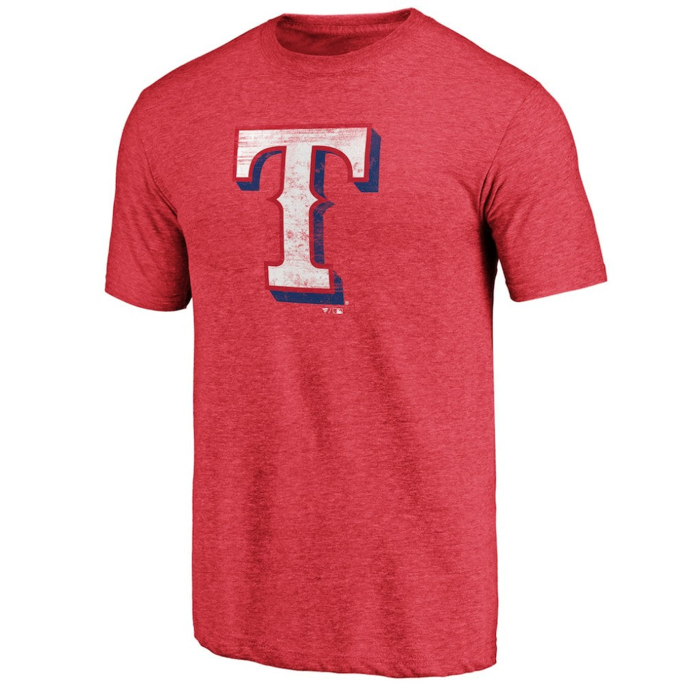 Texas Rangers Official Logo Tri-Blend T-Shirt - Heather Red T-shirts