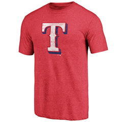 Texas Rangers Official Logo Tri-Blend T-Shirt - Heather Red T-shirts