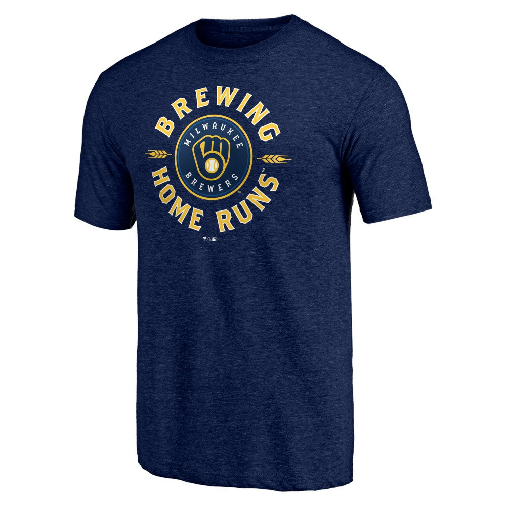 Milwaukee Brewers Hometown Collection Brewing Up Tri-Blend T-Shirt - Heather Navy T-shirts