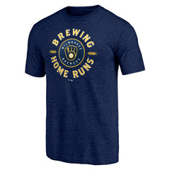 Milwaukee Brewers Hometown Collection Brewing Up Tri-Blend T-Shirt - Heather Navy T-shirts