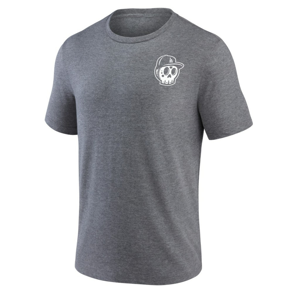 Los Angeles Dodgers Hometown Collection Sugar Skull Tri-Blend T-Shirt - Heather Gray T-shirts
