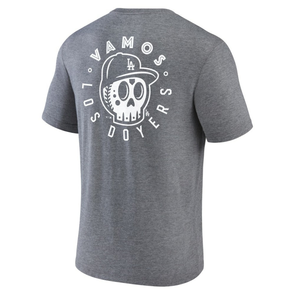 Los Angeles Dodgers Hometown Collection Sugar Skull Tri-Blend T-Shirt - Heather Gray T-shirts