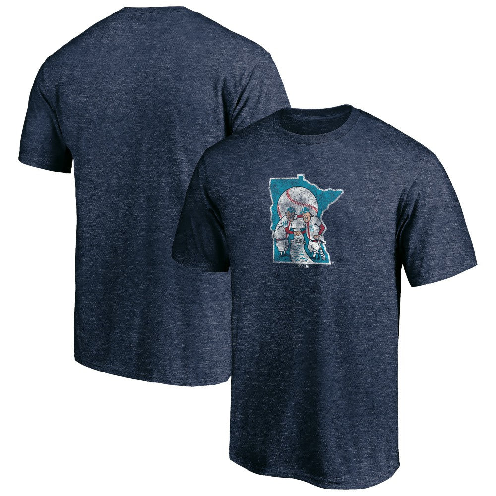 Minnesota Twins Cooperstown Collection Throwback Logo Tri-Blend T-Shirt - Heather Navy T-shirts