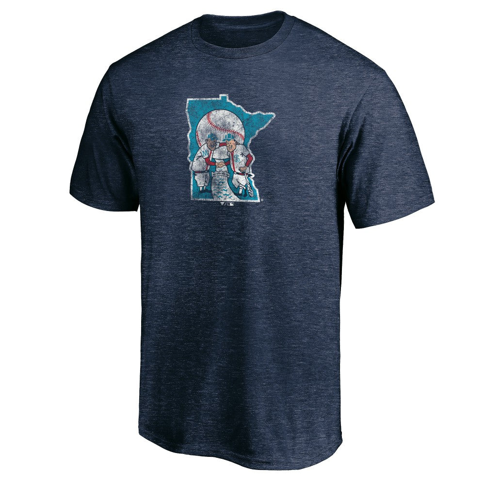 Minnesota Twins Cooperstown Collection Throwback Logo Tri-Blend T-Shirt - Heather Navy T-shirts