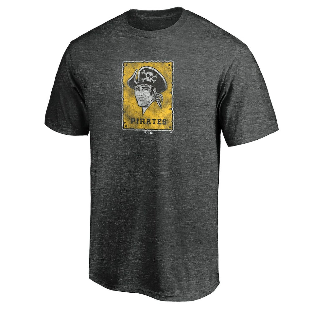 Pittsburgh Pirates Cooperstown Collection Throwback Logo Tri-Blend T-Shirt - Heather Charcoal T-shirts
