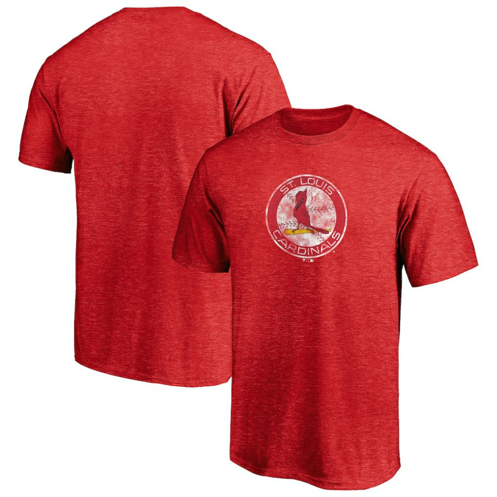 St. Louis Cardinals Cooperstown Collection Throwback Logo Tri-Blend T-Shirt - Heather Red T-shirts