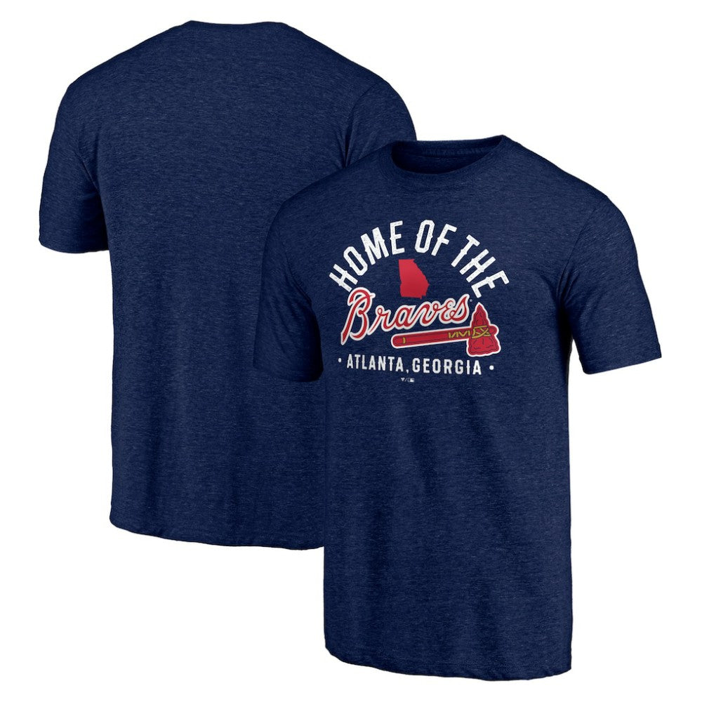 Atlanta Braves Hometown Collection Home Of The Braves Tri-Blend T-Shirt - Heather Navy T-shirts