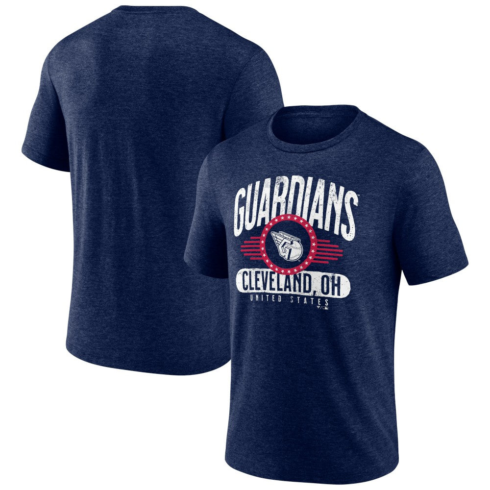Cleveland Guardians Badge of Honor Tri-Blend T-Shirt - Heather Navy T-shirts
