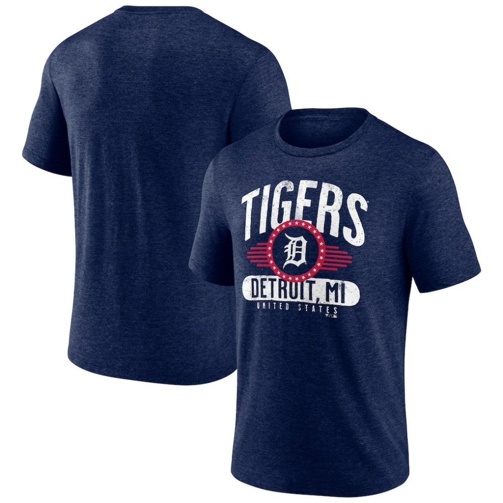 Detroit Tigers Badge of Honor Tri-Blend T-Shirt - Heather Navy T-shirts
