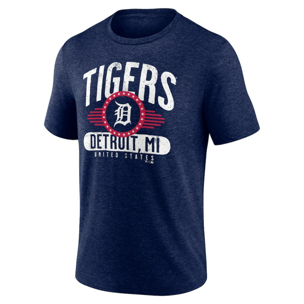 Detroit Tigers Badge of Honor Tri-Blend T-Shirt - Heather Navy T-shirts