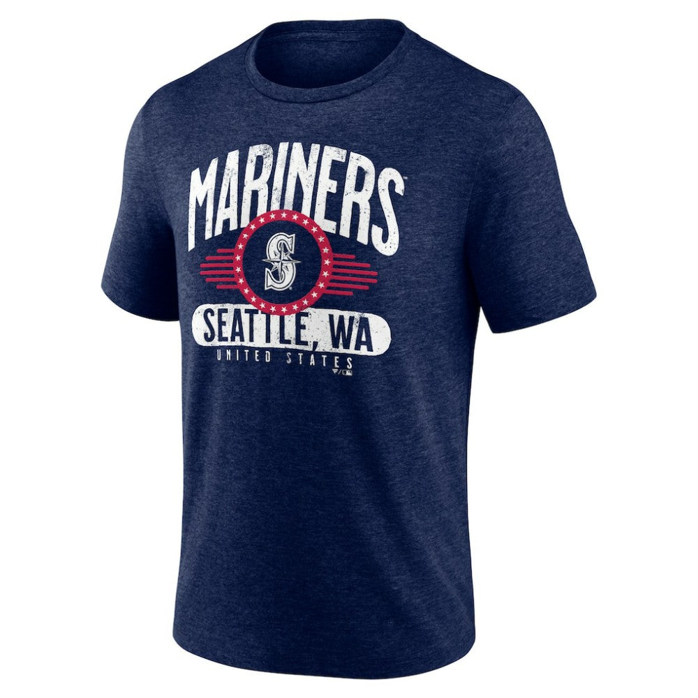 Seattle Mariners Badge of Honor Tri-Blend T-Shirt - Heather Navy T-shirts