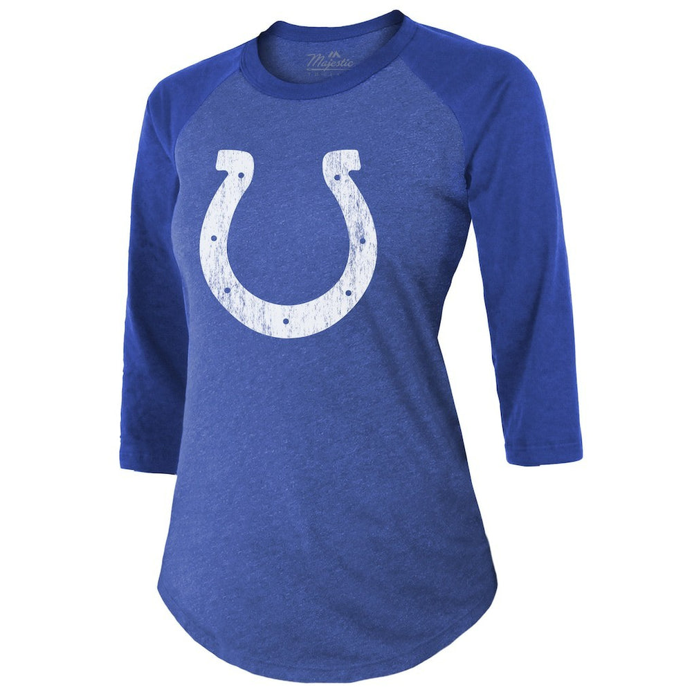 Anthony Richardson Indianapolis Colts Majestic Threads Women's Player Name & Number Tri-Blend 3/4-Sleeve Fitted T-Shirt Royal