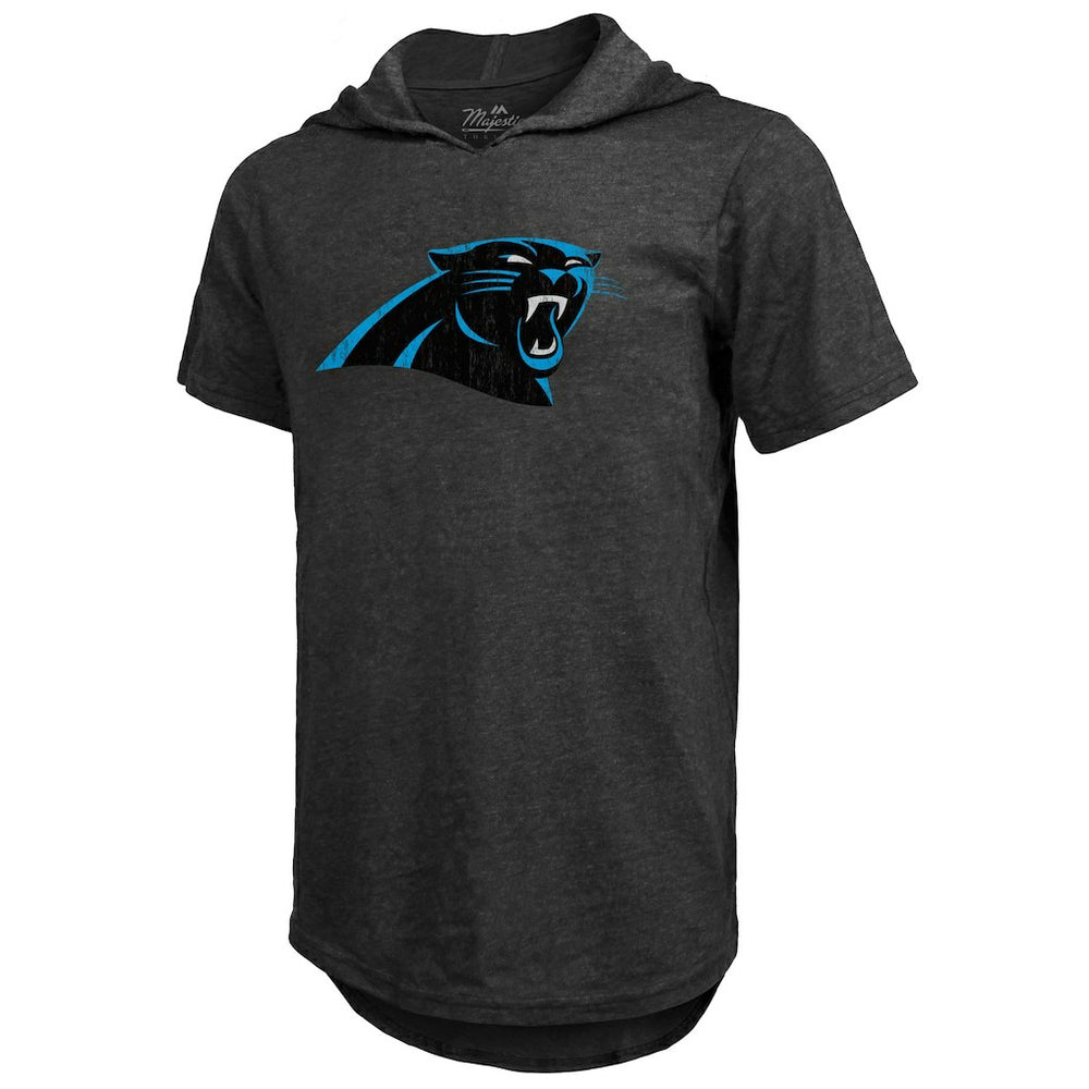 Bryce Young Carolina Panthers Majestic Threads Player Name & Number Tri-Blend Slim Fit Hoodie T-Shirt Black