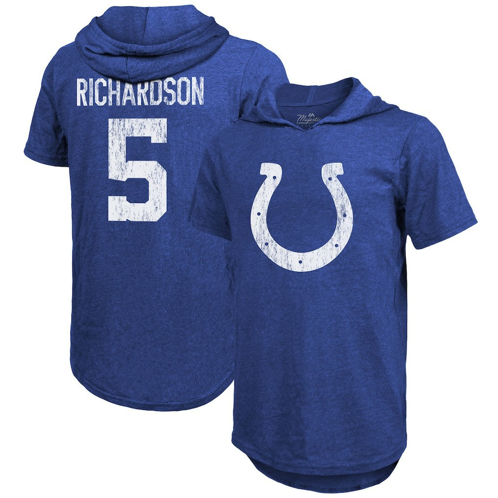 Anthony Richardson Indianapolis Colts Majestic Threads Player Name & Number Tri-Blend Slim Fit Hoodie T-Shirt Royal