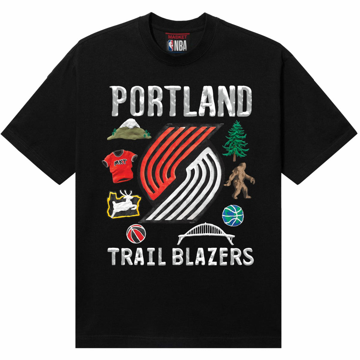 Portland Trail Blazers NBA x MARKET Unisex Claymation T-Shirt Black