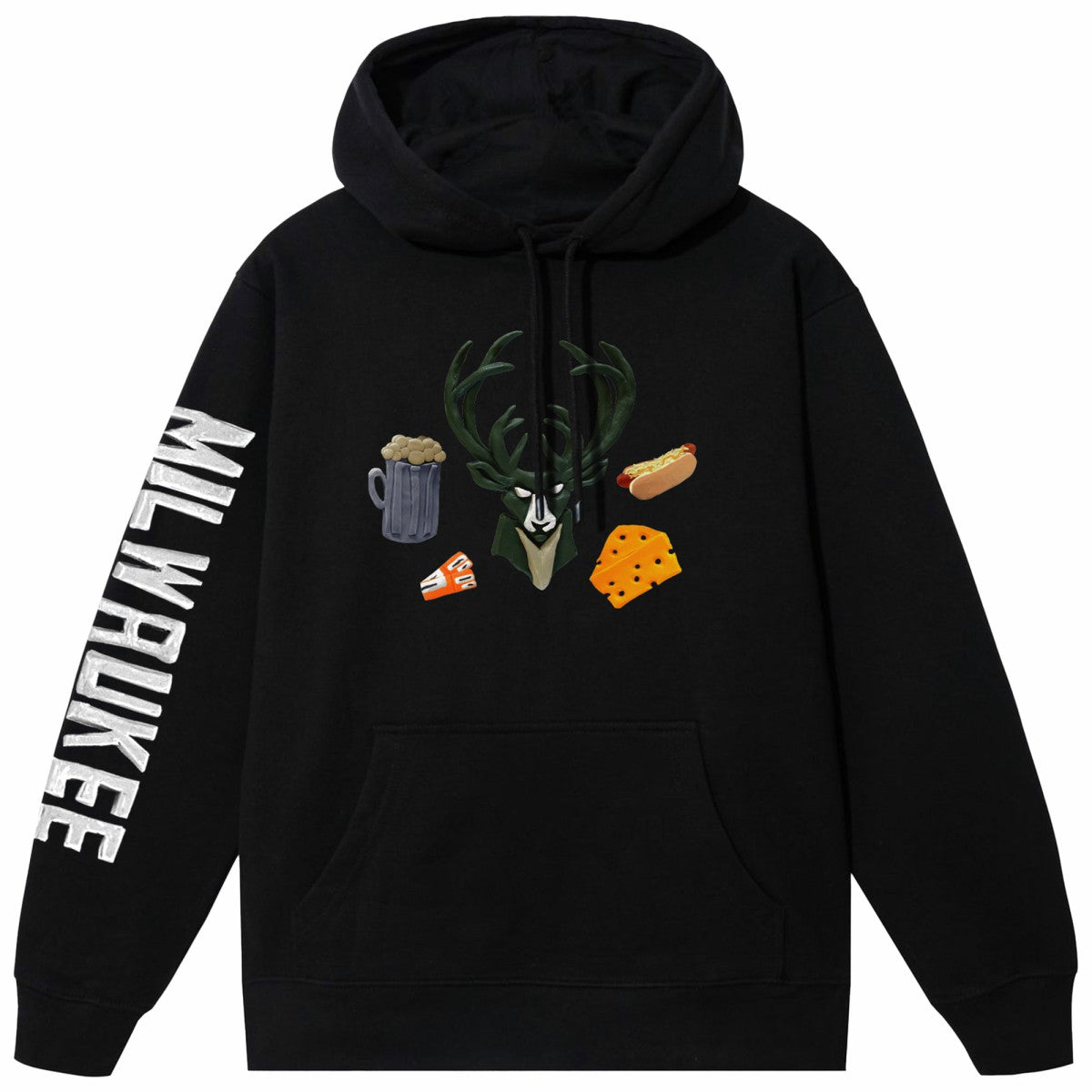 Milwaukee Bucks NBA x MARKET Unisex Claymation Pullover Hoodie Black