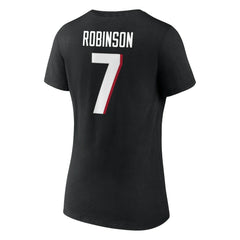 Bijan Robinson Atlanta Falcons Women's Icon Name & Number V-Neck T-Shirt Black