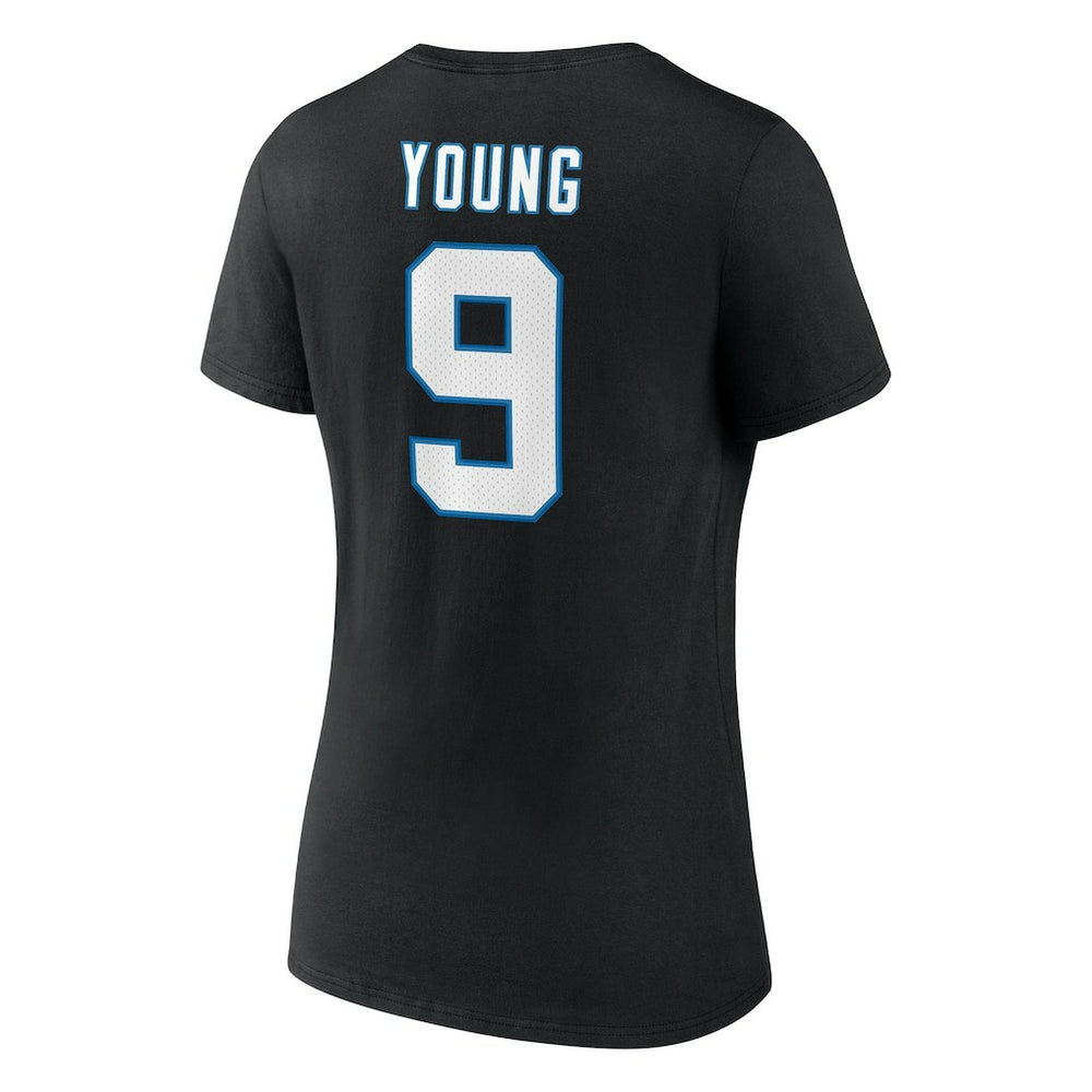 Bryce Young Carolina Panthers Women's Icon Name & Number V-Neck T-Shirt Black