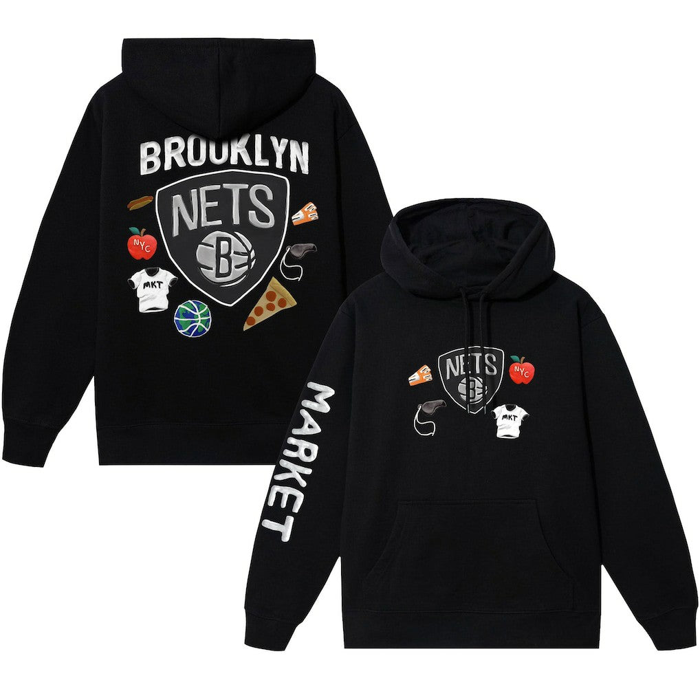 Brooklyn Nets NBA x MARKET Unisex Claymation Pullover Hoodie Black