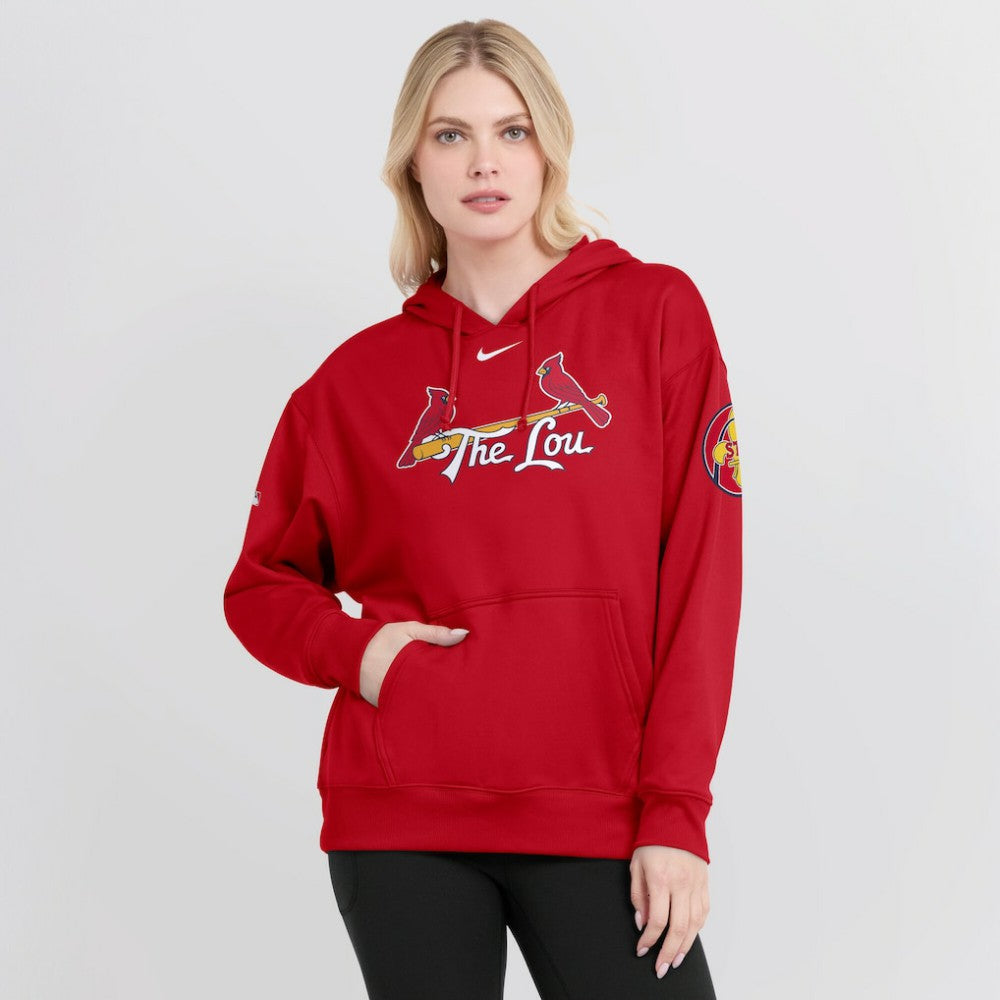 St. Louis Cardinals Nike Women's 2024 City Connect Authentic Collection Practice Performance Pullover Hoodie - Red Hoodies