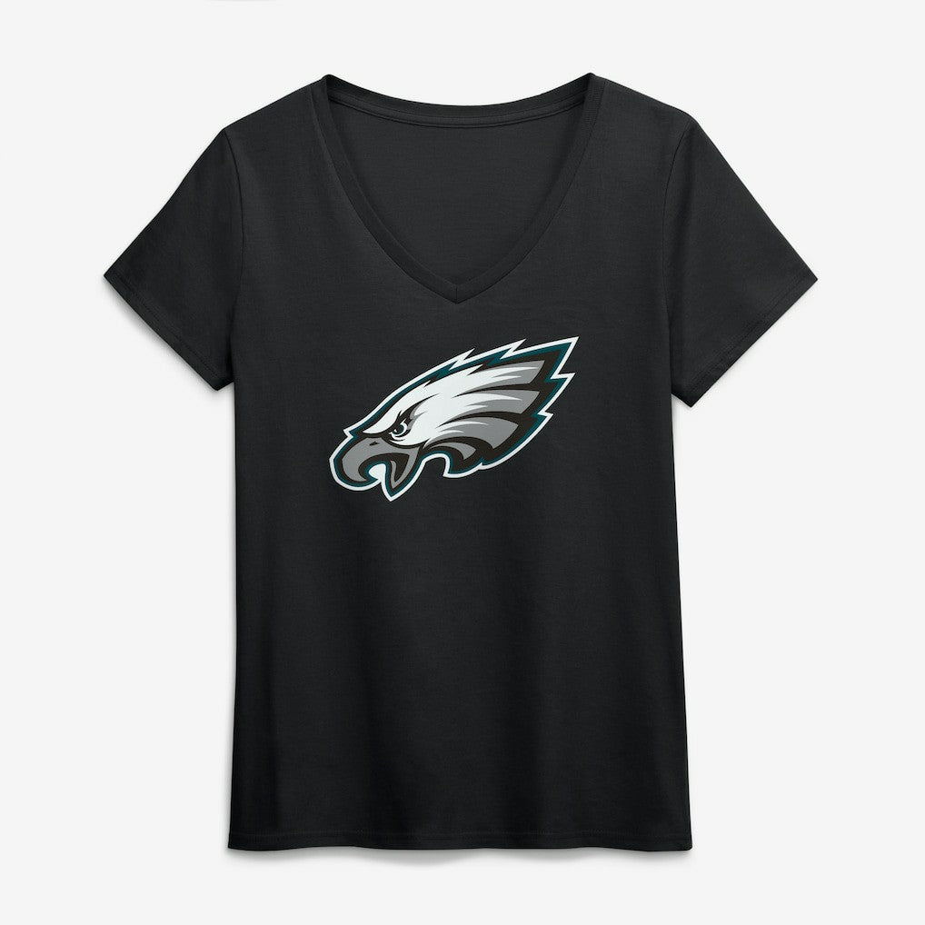 Philadelphia Eagles Logo Athletic Women's Primary Logo V-Neck T-Shirt Black