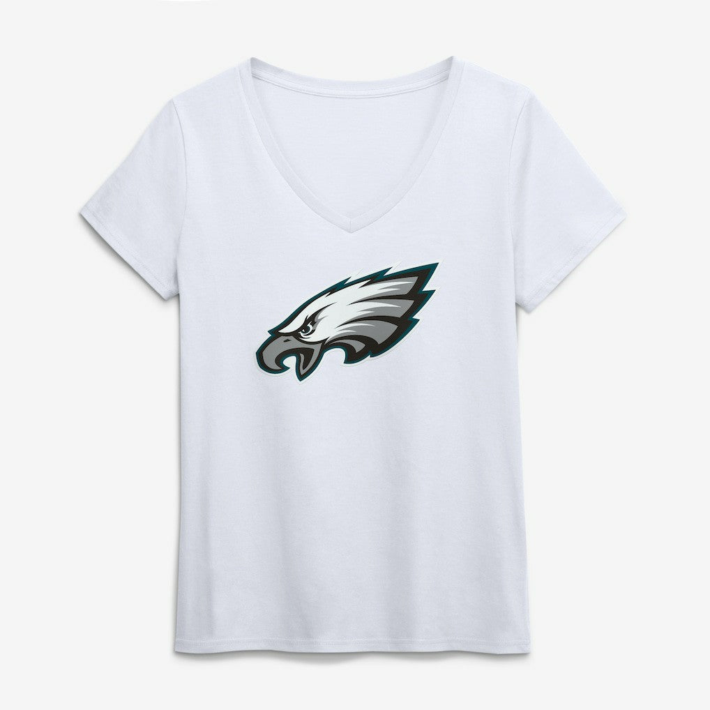 Philadelphia Eagles Logo Athletic Women's Primary Logo V-Neck T-Shirt White