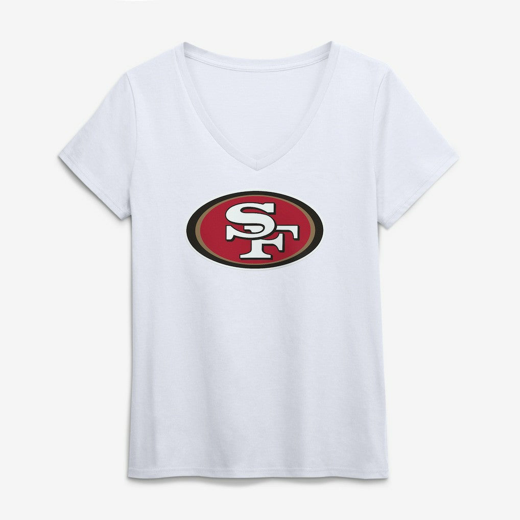 San Francisco 49ers Logo Athletic Women's Primary Logo V-Neck T-Shirt White