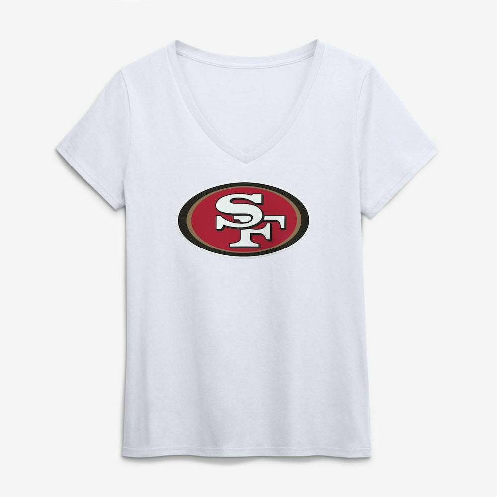 San Francisco 49ers Logo Athletic Women's Primary Logo V-Neck T-Shirt White
