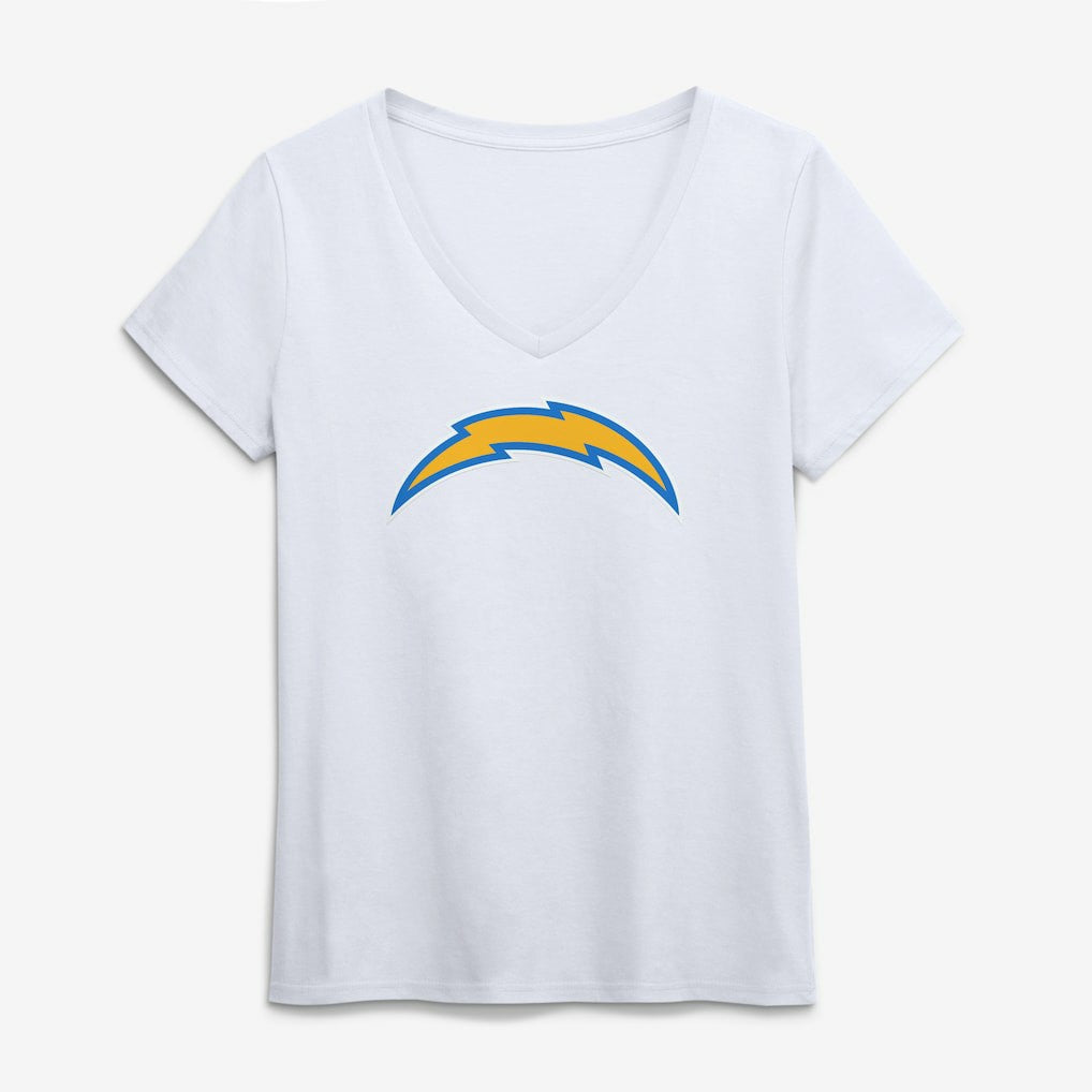Los Angeles Chargers Logo Athletic Women's Primary Logo V-Neck T-Shirt White