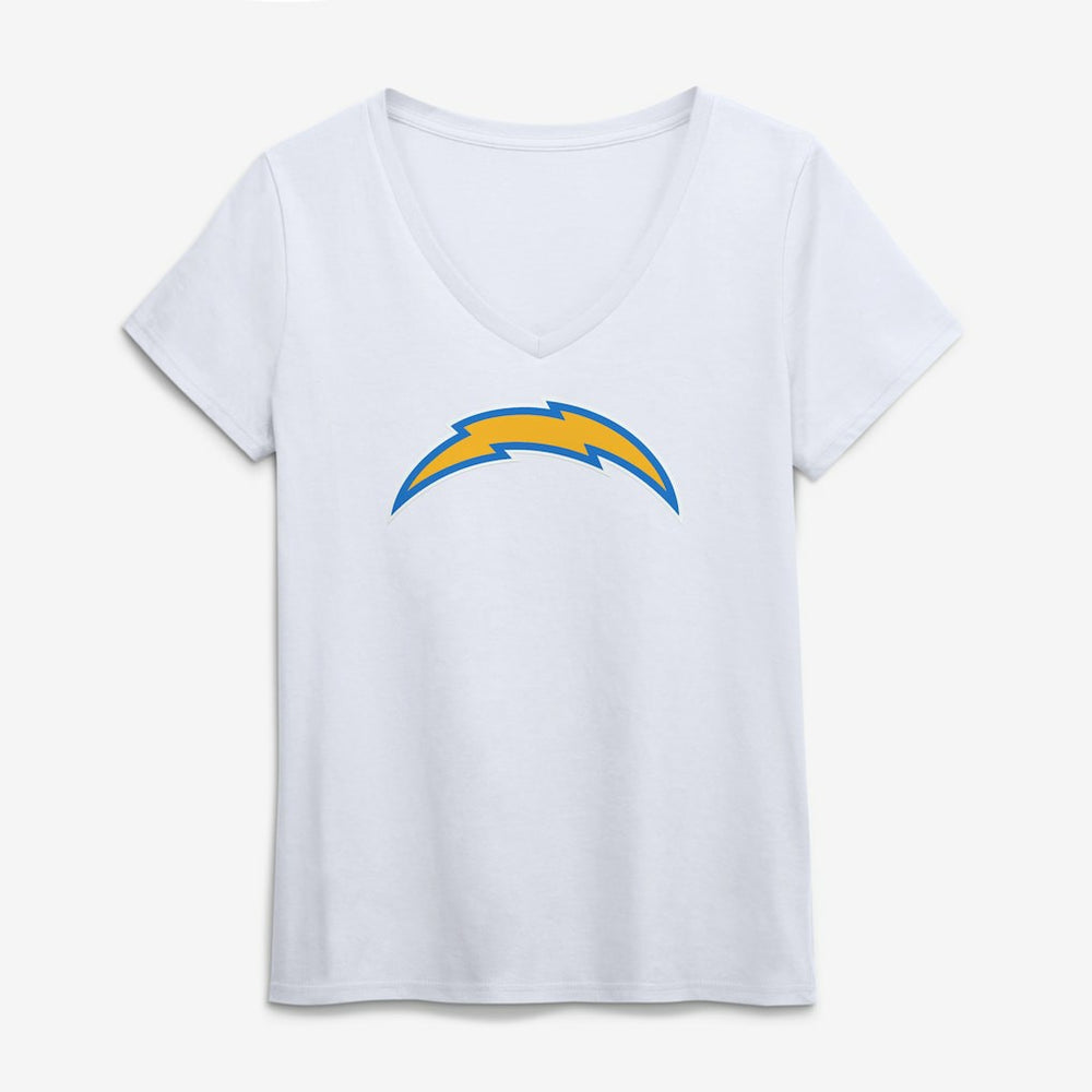 Los Angeles Chargers Logo Athletic Women's Primary Logo V-Neck T-Shirt White